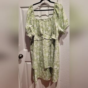 SHEIN Light Green Floral Midi Dress